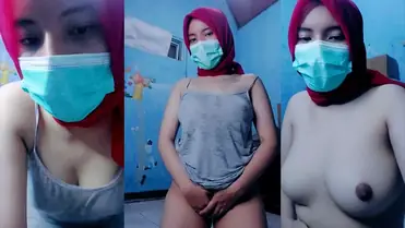 ABG Jilbab Merah Pakaian Tembus Pandang